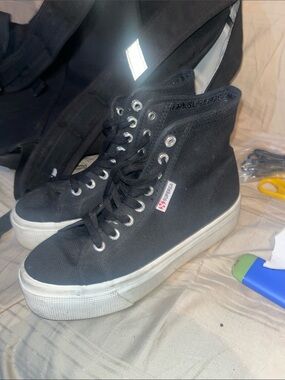Superga woman’s size 38 platform shoes . Like new